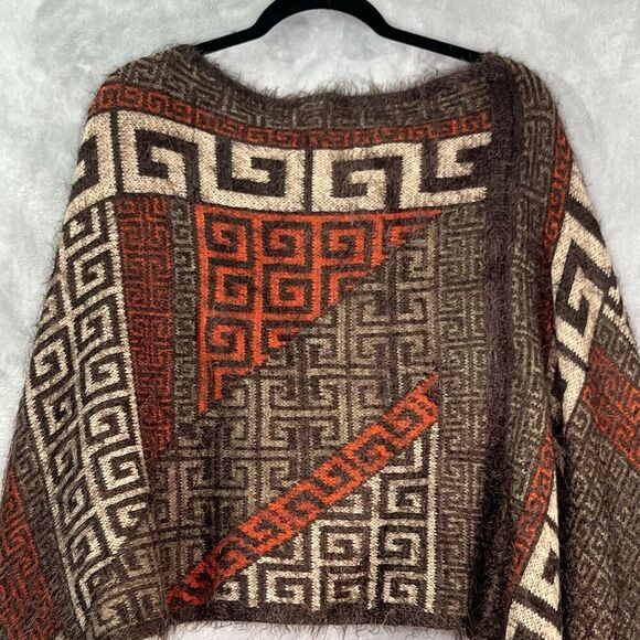 Western Tribal Aztec Fuzzy Soft Shawl Wrap poncho OS - Picture 3 of 9